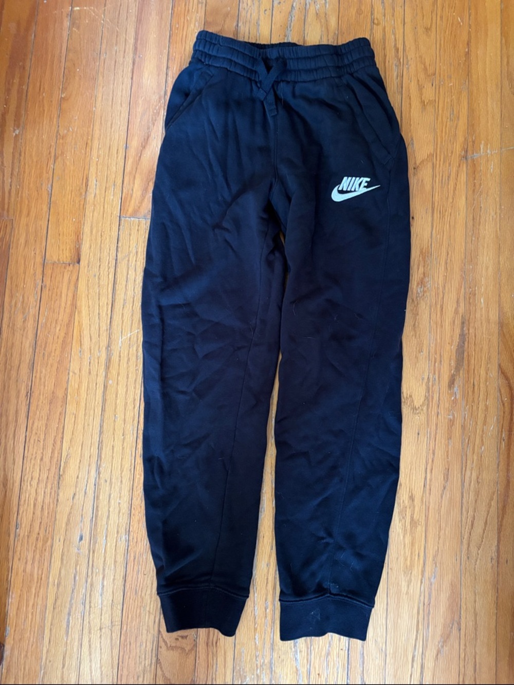 Nike Black Kids Jogger Sweatpants with White Swoosh